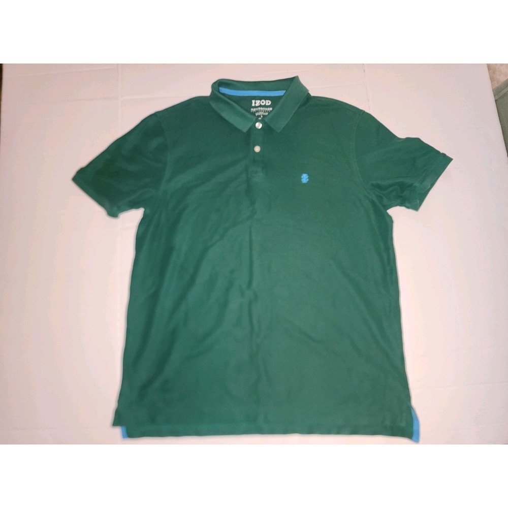 Izod Men's Polo Shirt Advantage Performance Short Sleeve Size Large Green Golf